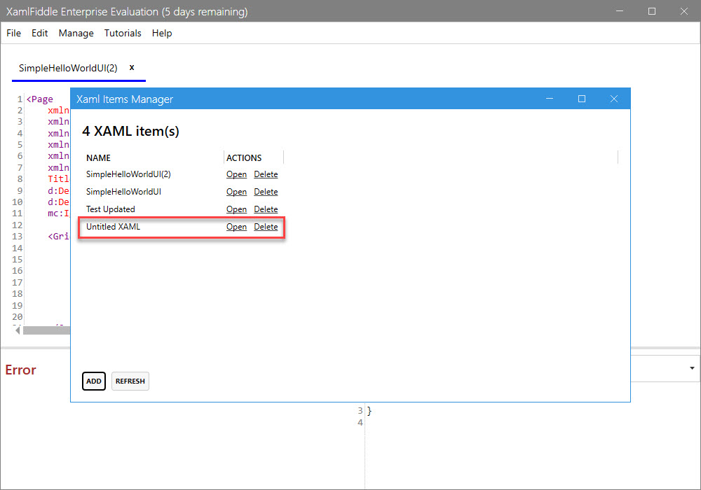 Added New XAML