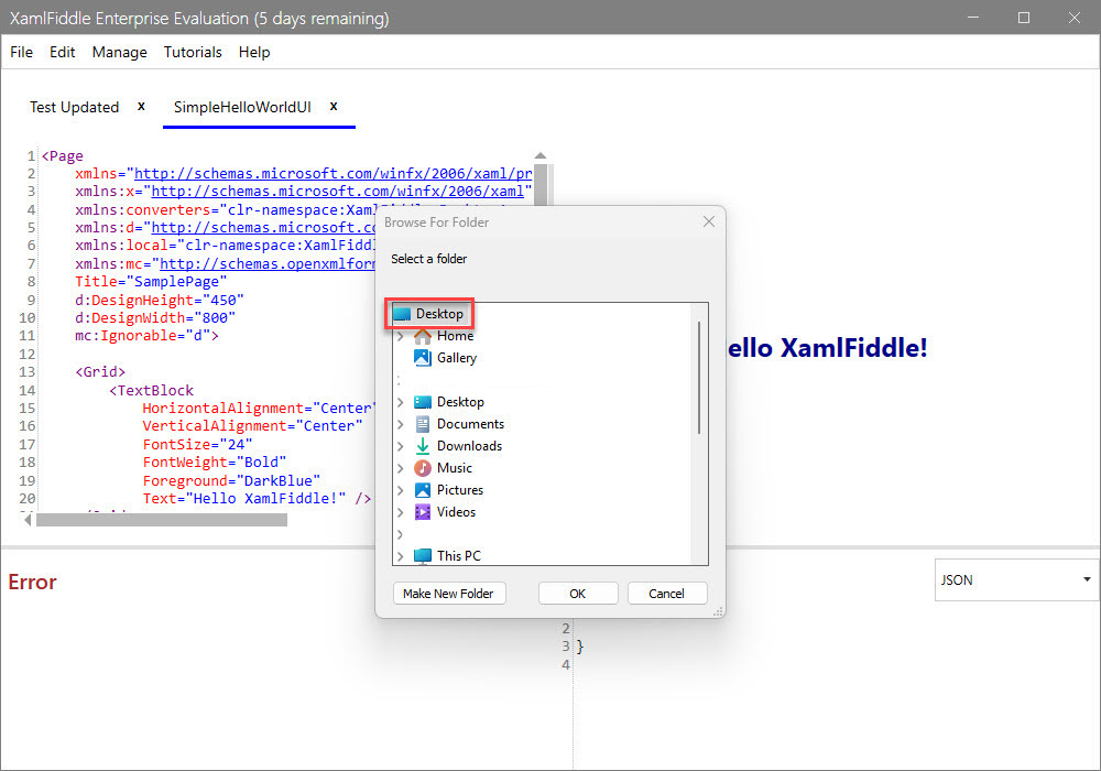 Browse Folder Dialog
