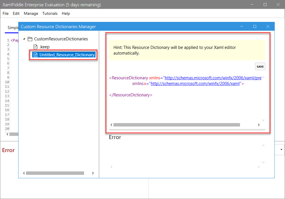 Choose Default Custom Resource Dictionaries