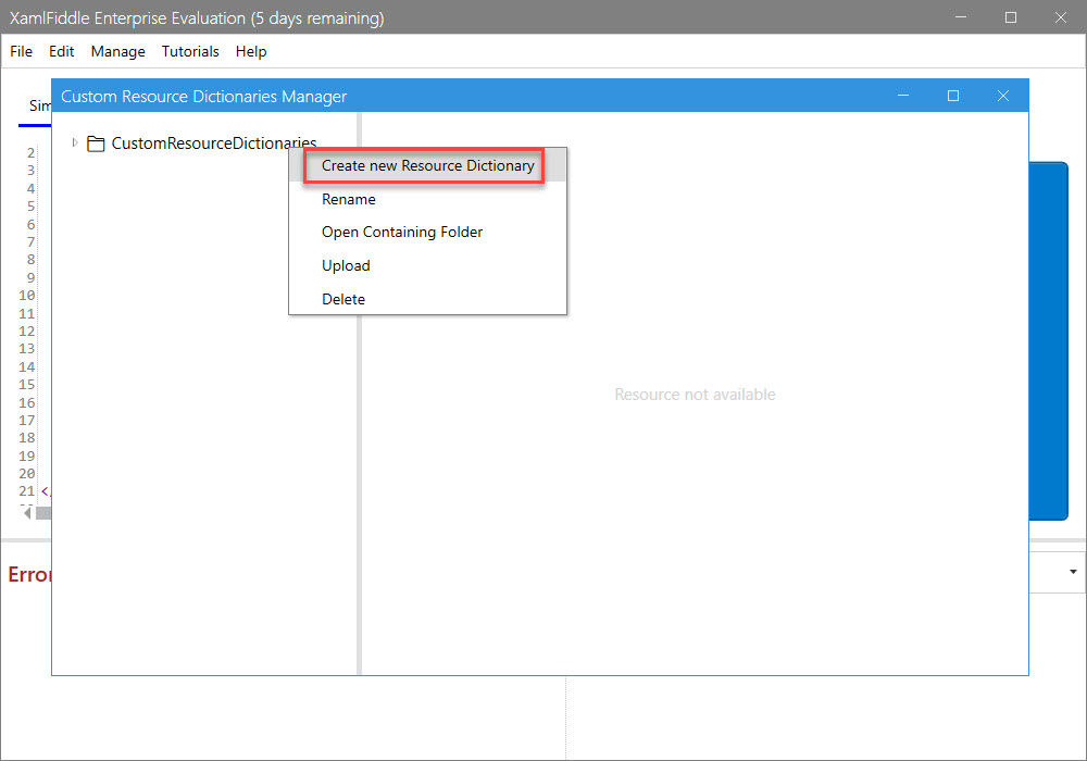 Create New Resource Dictionary