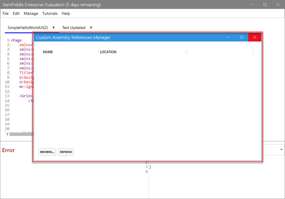 Custom Assembly References Dialog