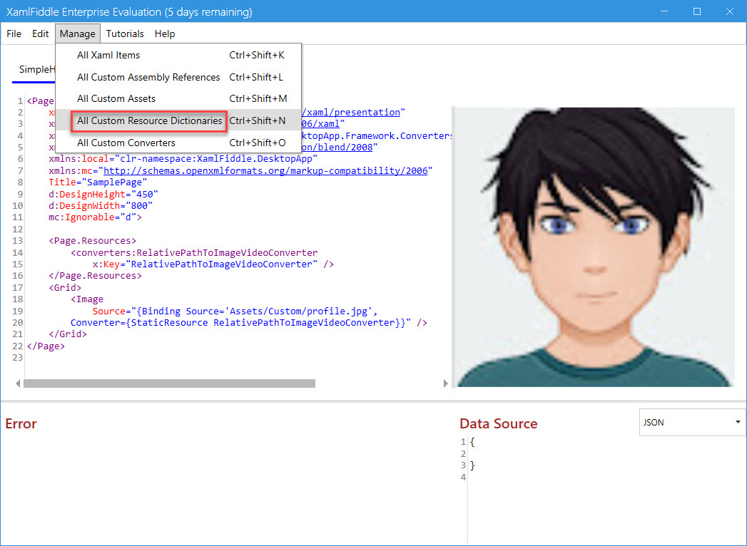 Manage Custom Resource Dictionaries