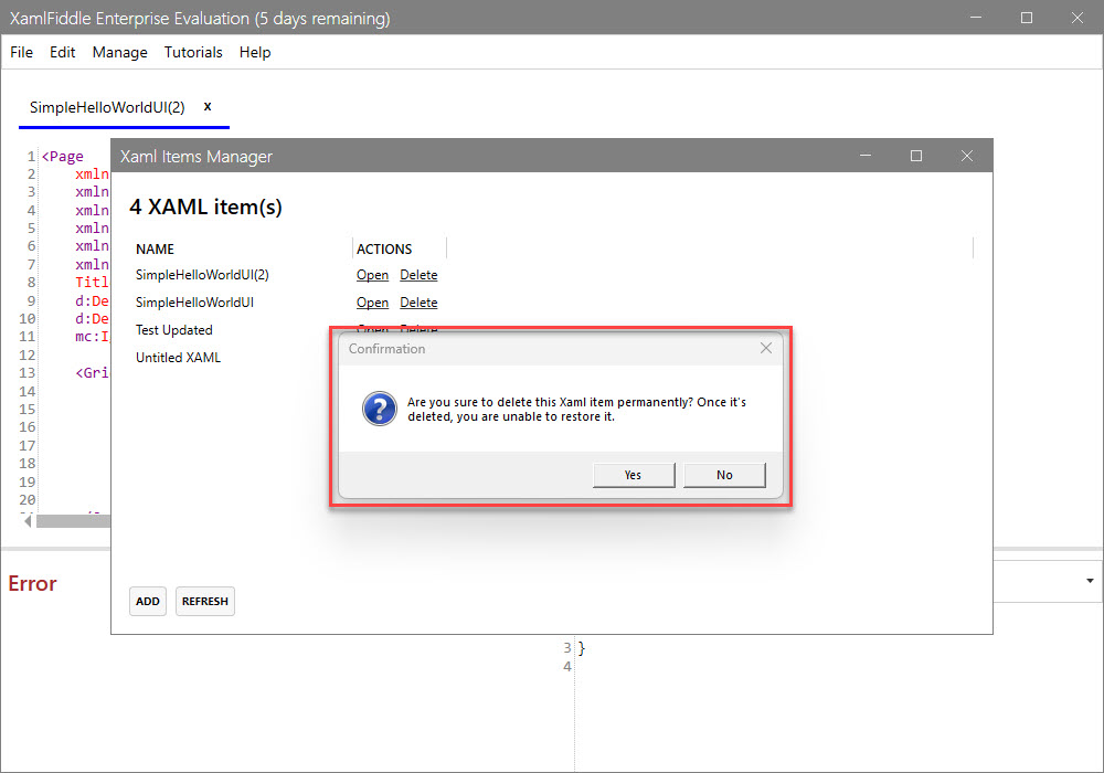 Confirmation Dialog