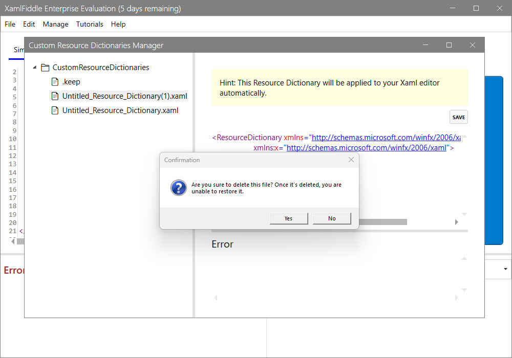 Deletion Confirmation Dialog