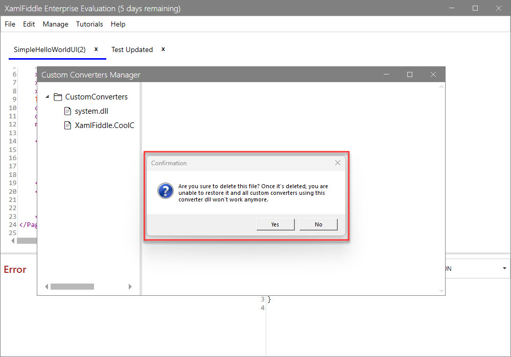 Deletion Confirmation Dialog