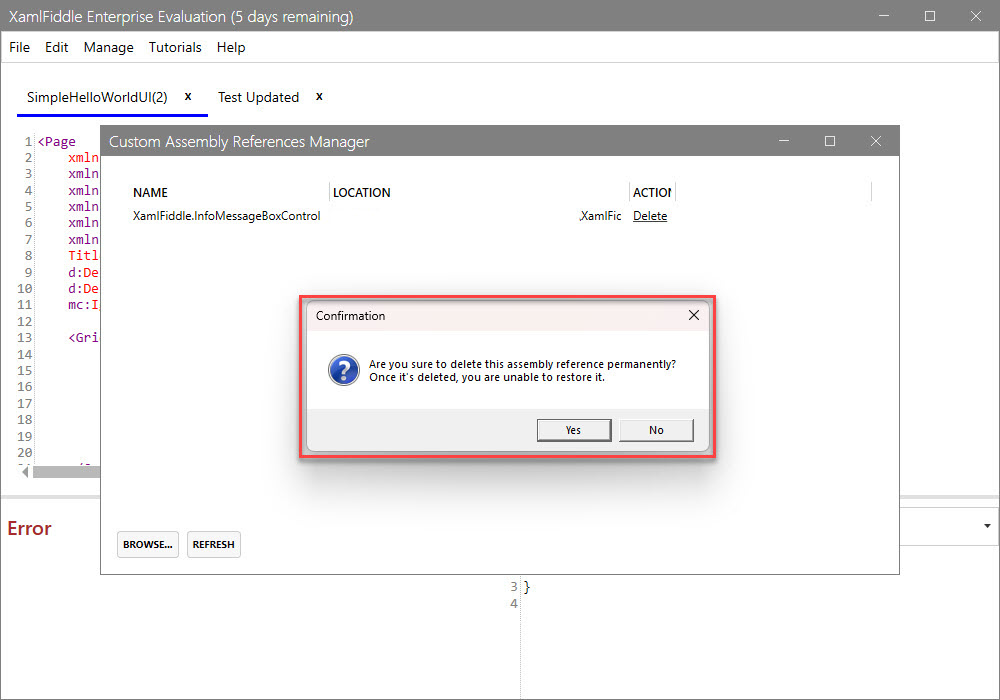 Deletion Confirmation Third-Party Library
