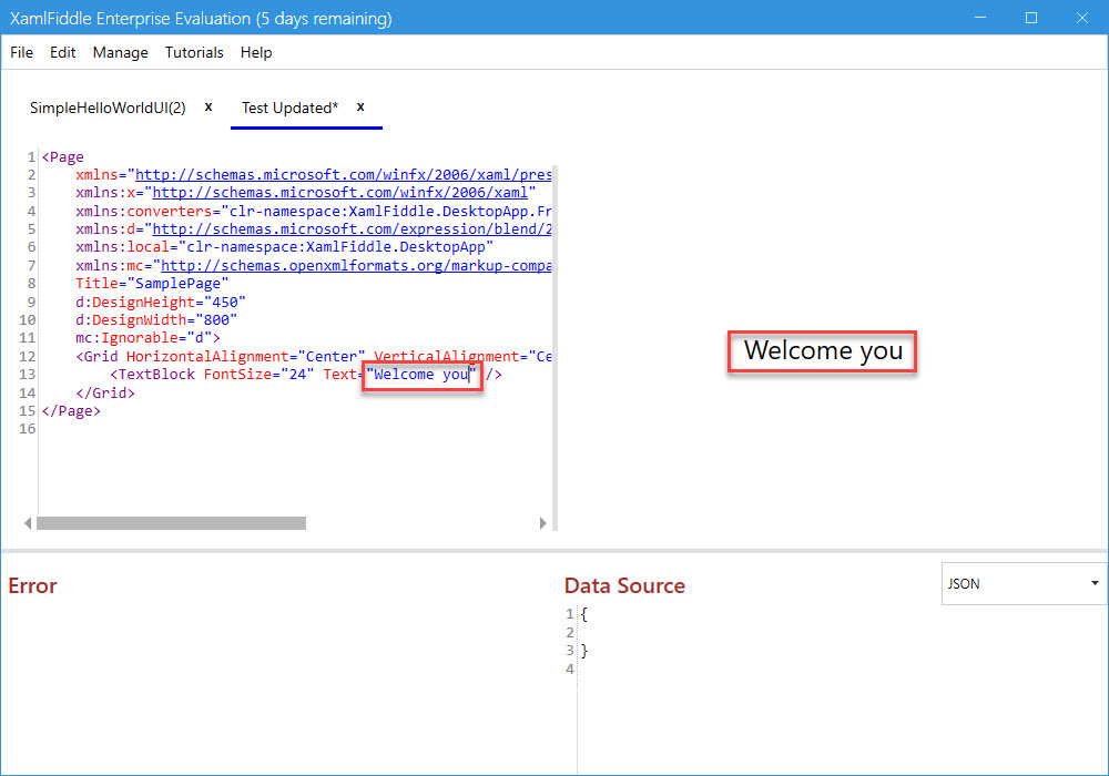 Edited XAML Item