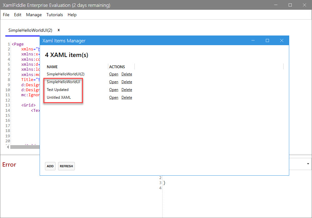 JSON File Imported