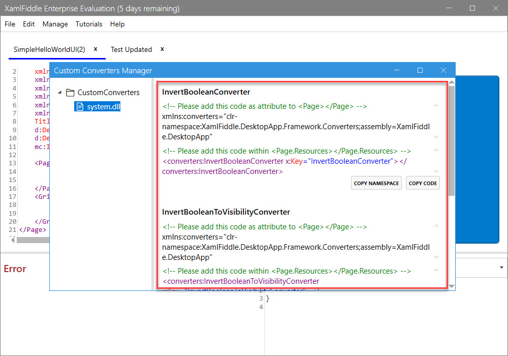List Built-In Custom Converters