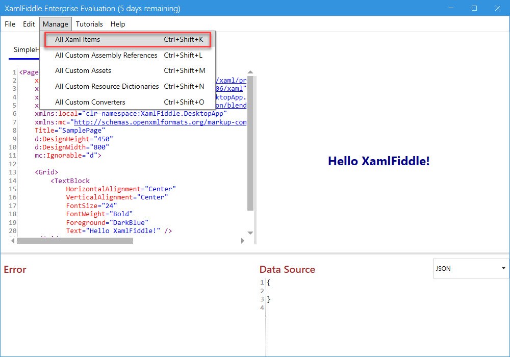 Manage All XAML Items
