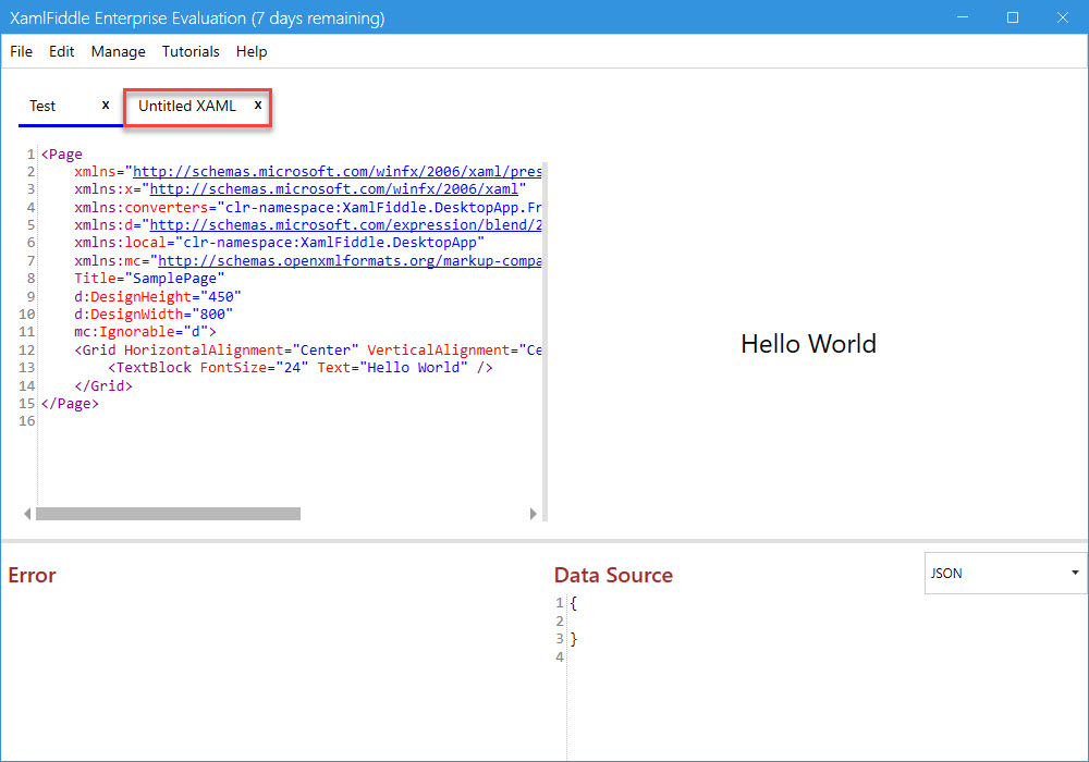 New XAML Item Created
