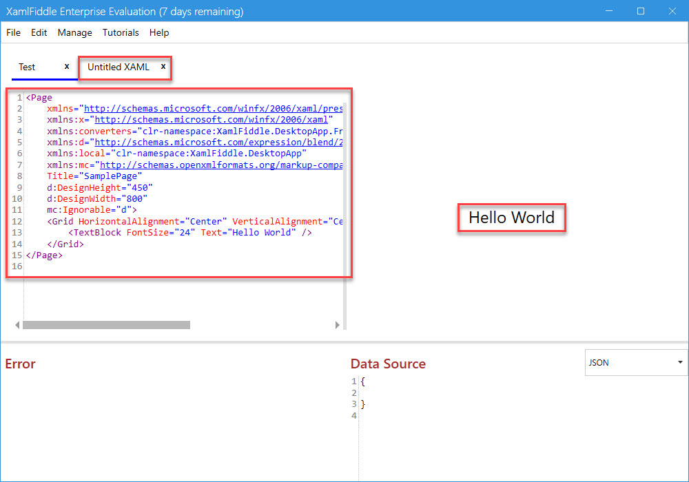 New XAML Item Result