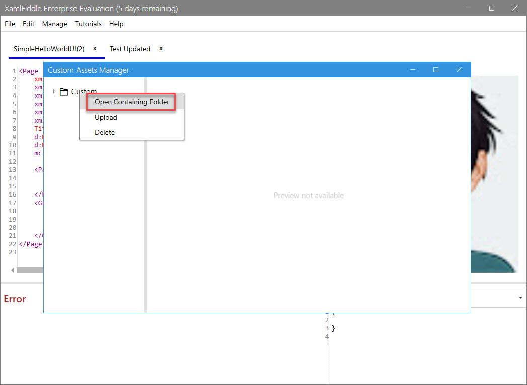 Open Containing Folder Image Menu