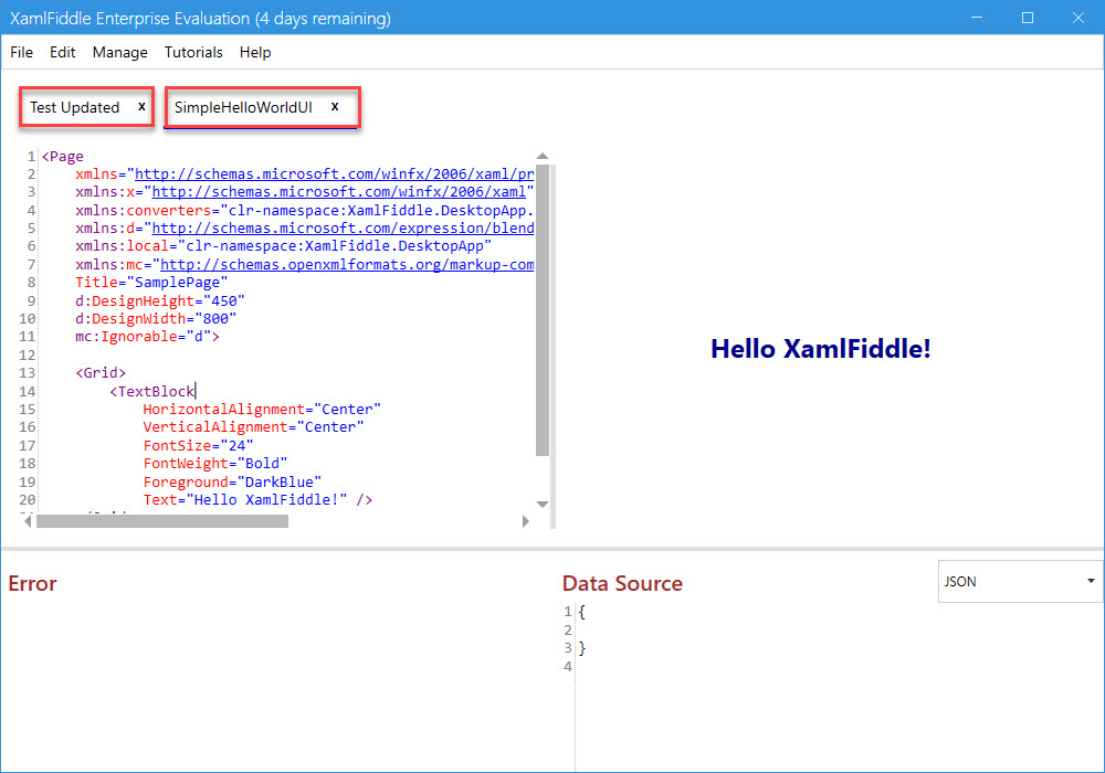 Opening XAML items
