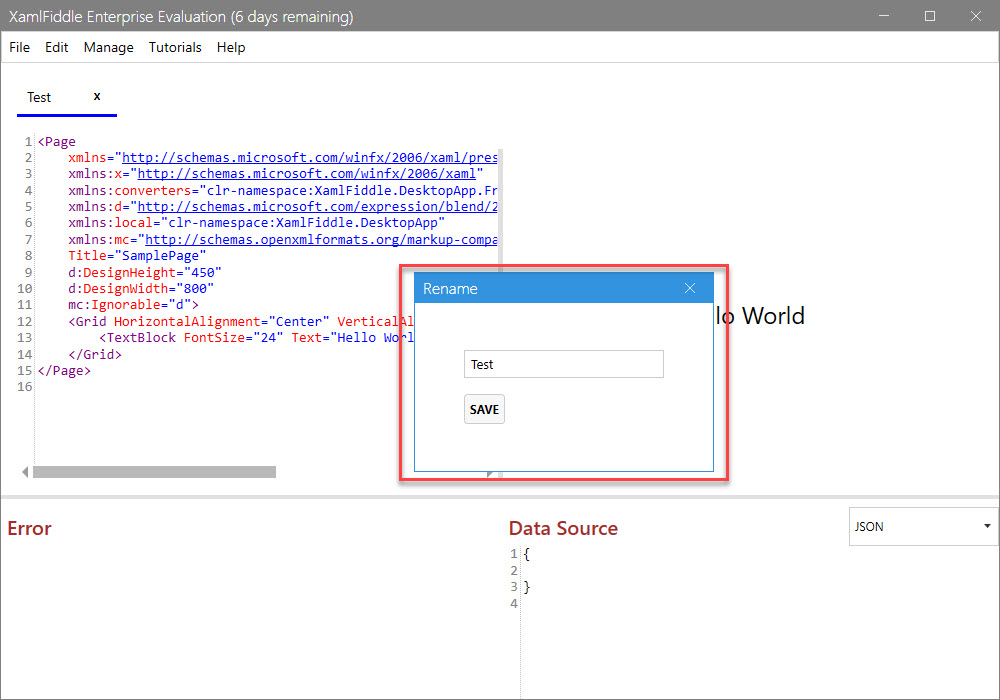Rename XAML Dialog