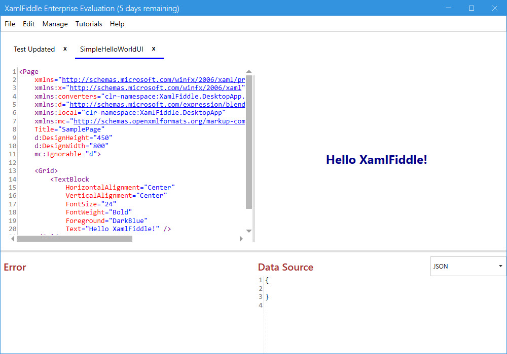 Simple Hello World UI