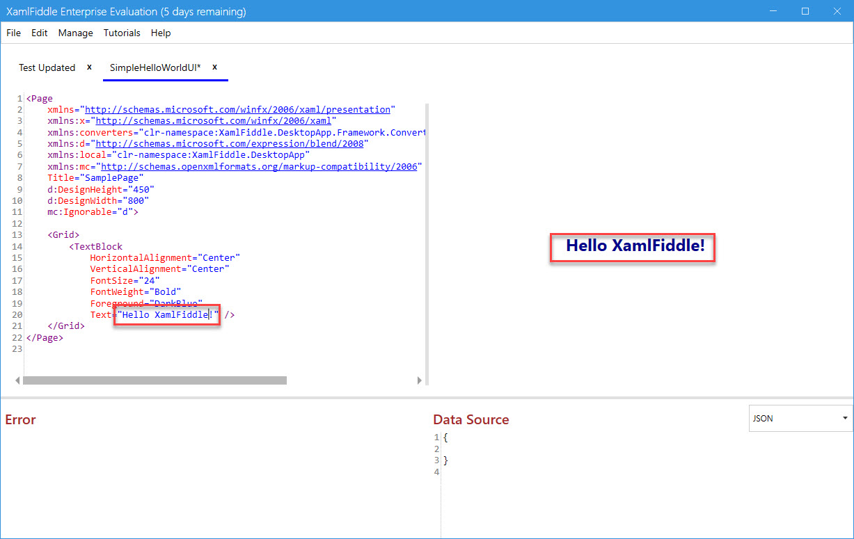 Update XAML