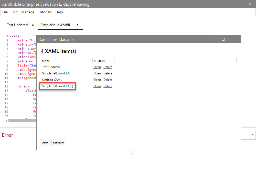 Xaml Imported