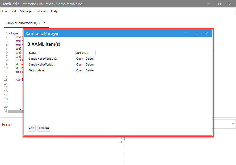XAML Items Manager